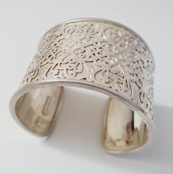 Vintage Jewelry - Silpada Sterling Silver 925 Wide Intricately Carved Cuff Bracelet